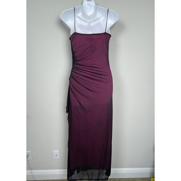 City‎ Triangle Y2K Whimsigoth Fairygore Dress S Black Beaded Pink Lining Floral - Picture 5 of 8